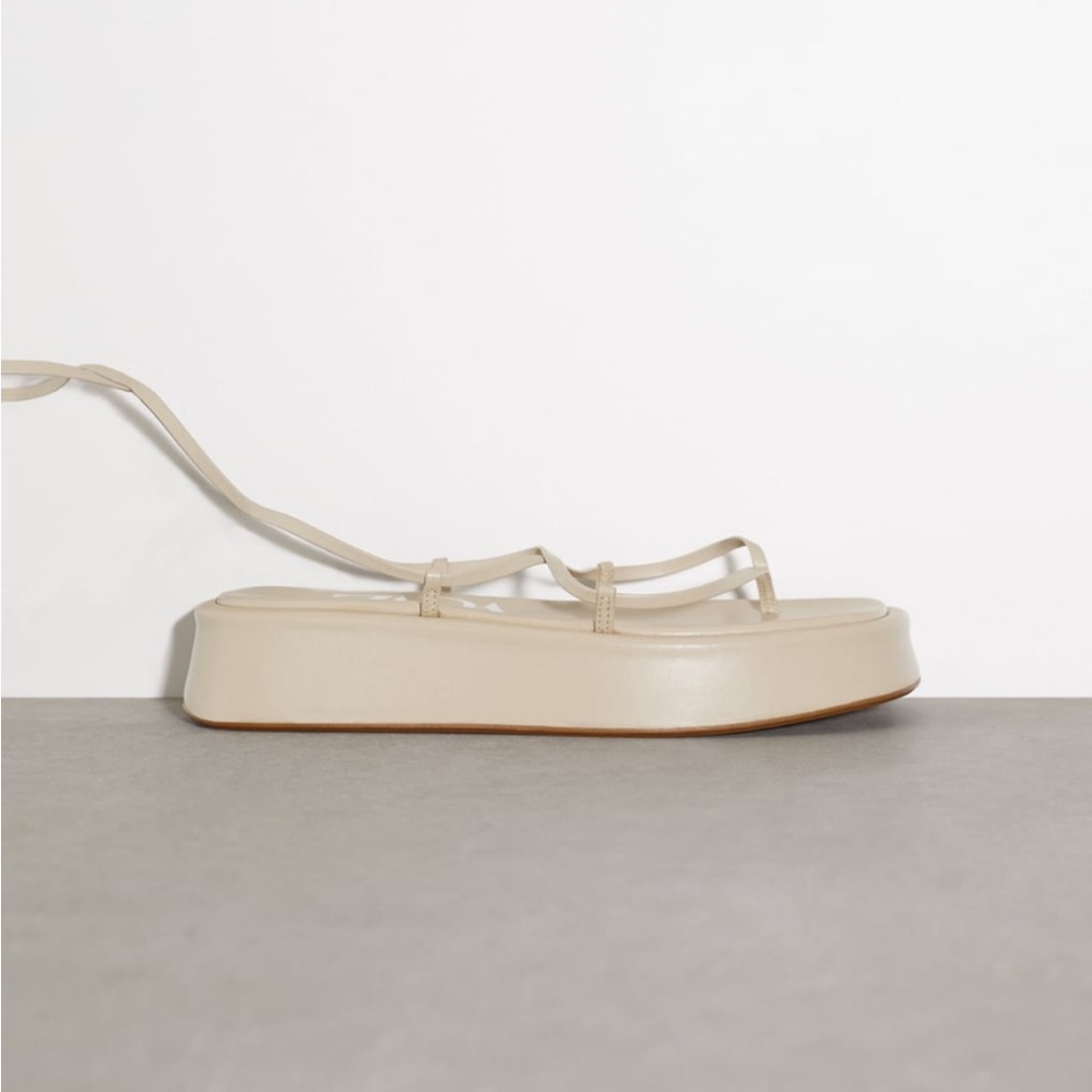 ZARA Tied Platform Leather Sandals